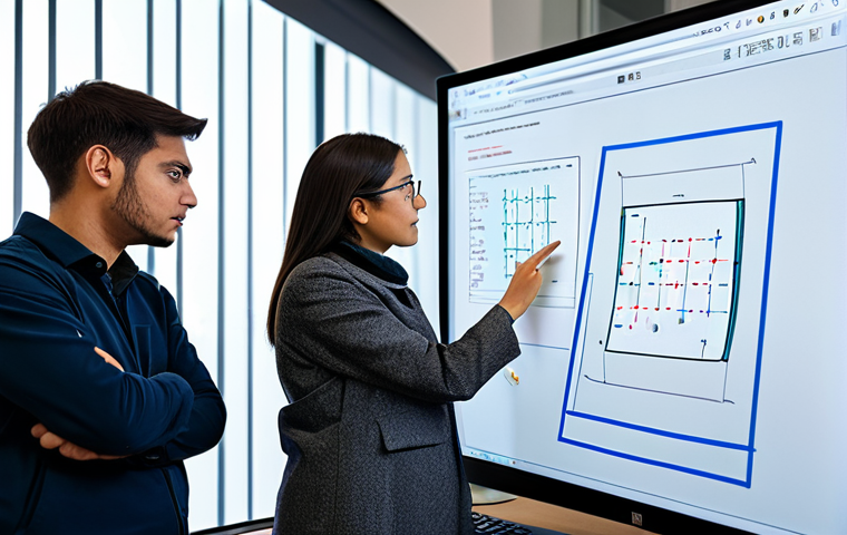 A diverse group of four individuals, two men and two women, all fully clothed in modest professional attire, collaboratively engaged in a computer vision project. They are gathered around a central monitor displaying Python code, abstract data matrices representing images, and various computer vision algorithms. A whiteboard in the background shows diagrams and equations. They are discussing, pointing at concepts, and actively learning in a brightly lit, modern tech workspace. Professional photography, high detail, sharp focus, natural light. safe for work, appropriate content, fully clothed, professional, perfect anatomy, correct proportions, natural pose, well-formed hands, proper finger count, natural body proportions.